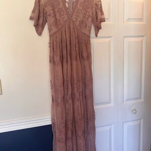 Maternity Pink-blush Pink Ruffled Tiered Maxi Dress